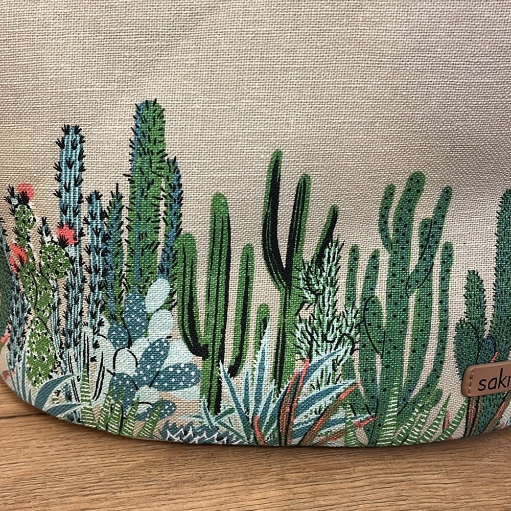 Sakroots Artist Circle Lola Beach Bag Natural Mojave Mirage Straw Tassels cactus - Picture 9 of 12